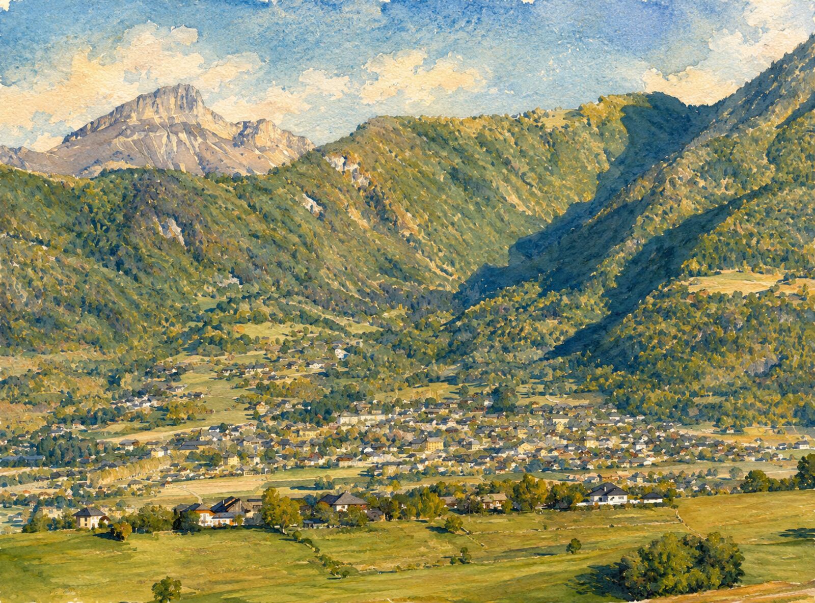 Vue sur la Combe de Savoie et ses villages entre les massifs